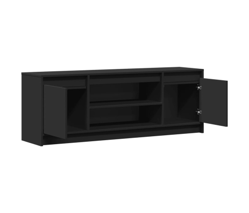 Mueble de TV con LED madera de ingeniería negro 139,5x34x50 cm