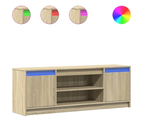 Mueble de TV LED madera ingeniería roble Sonoma 139,5x34x50 cm