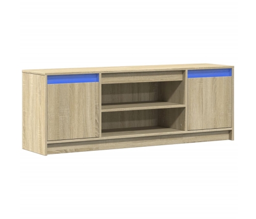 Mueble de TV LED madera ingeniería roble Sonoma 139,5x34x50 cm