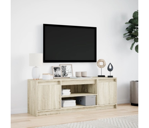 Mueble de TV LED madera ingeniería roble Sonoma 139,5x34x50 cm