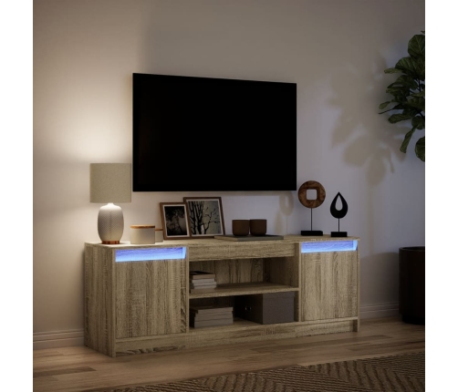 Mueble de TV LED madera ingeniería roble Sonoma 139,5x34x50 cm