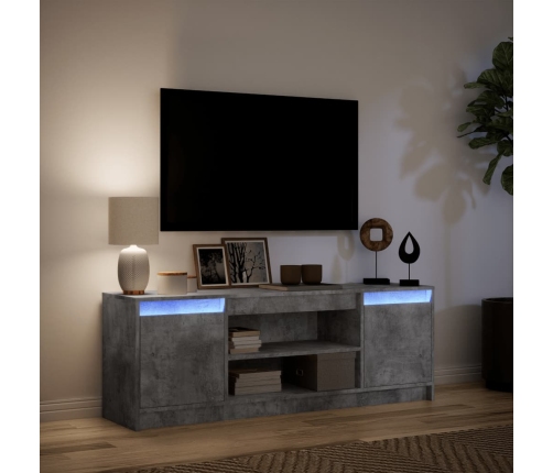 Mueble de TV LED madera ingeniería gris hormigón 139,5x34x50 cm