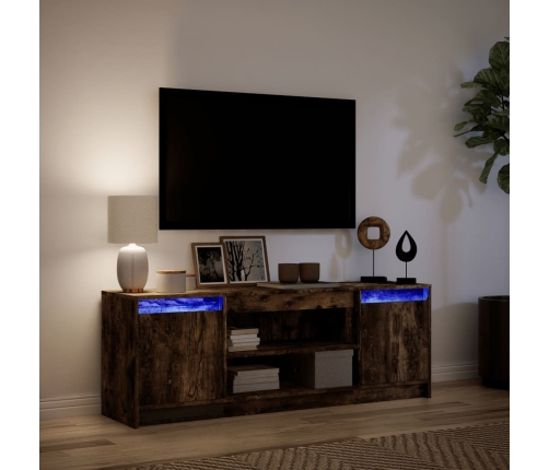 Mueble de TV LED madera ingeniería roble ahumado 139,5x34x50 cm