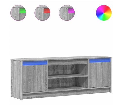 Mueble de TV LED madera ingeniería gris Sonoma 139,5x34x50 cm