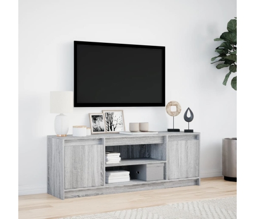 Mueble de TV LED madera ingeniería gris Sonoma 139,5x34x50 cm