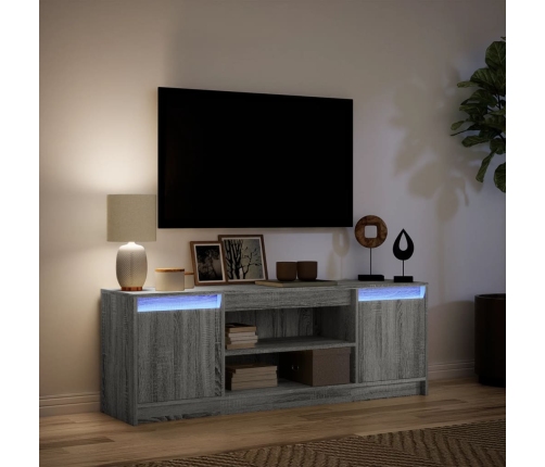 Mueble de TV LED madera ingeniería gris Sonoma 139,5x34x50 cm