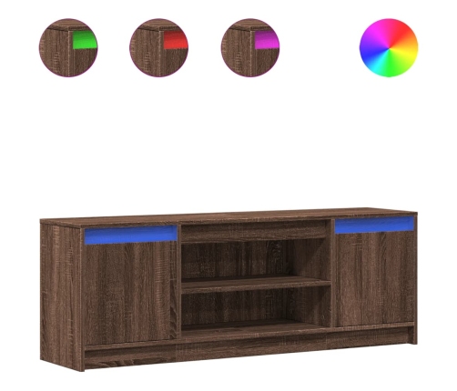 Mueble de TV LED madera ingeniería marrón roble 139,5x34x50 cm