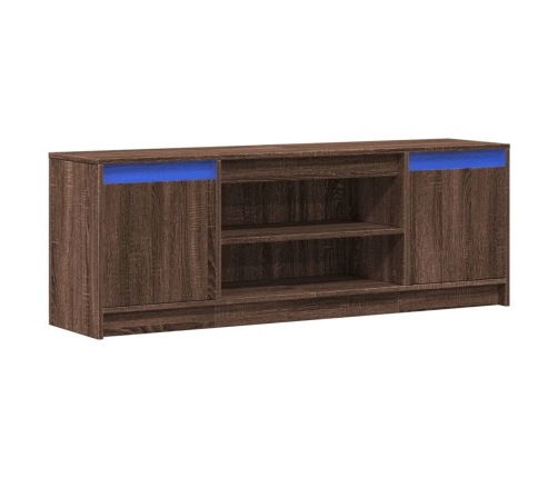 Mueble de TV LED madera ingeniería marrón roble 139,5x34x50 cm