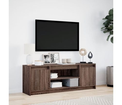 Mueble de TV LED madera ingeniería marrón roble 139,5x34x50 cm