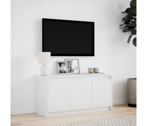 Mueble de TV con LED madera de ingeniería blanco 100x34x50 cm