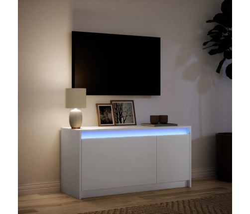 Mueble de TV con LED madera de ingeniería blanco 100x34x50 cm