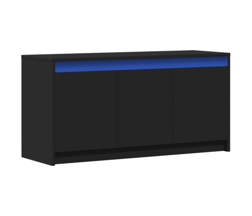 Mueble de TV con LED madera de ingeniería negro 100x34x50 cm