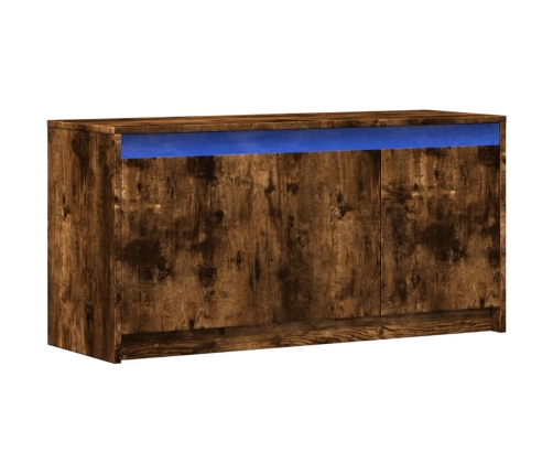 Mueble de TV LED madera ingeniería roble ahumado 100x34x50 cm