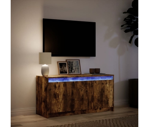 Mueble de TV LED madera ingeniería roble ahumado 100x34x50 cm