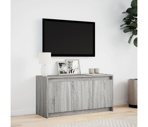 Mueble de TV con LED madera ingeniería gris Sonoma 100x34x50 cm