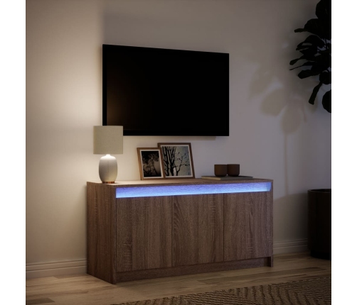 Mueble de TV LED madera ingeniería marrón roble 100x34x50 cm