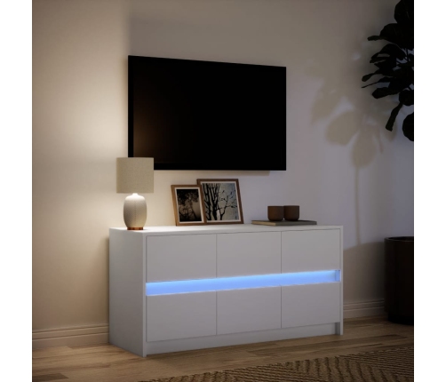 Mueble de TV con LED madera de ingeniería blanco 100x34x50 cm