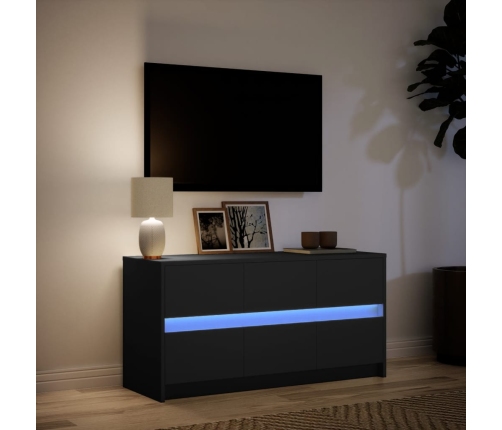 Mueble de TV con LED madera de ingeniería negro 100x34x50 cm