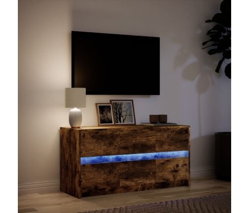 Mueble de TV LED madera ingeniería roble ahumado 100x34x50 cm