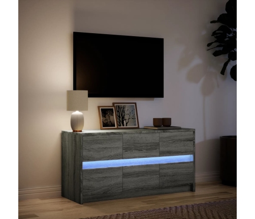 Mueble de TV con LED madera ingeniería gris Sonoma 100x34x50 cm