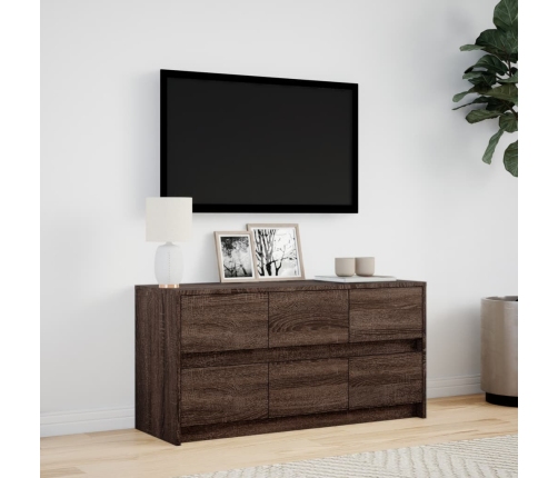 Mueble de TV LED madera ingeniería marrón roble 100x34x50 cm