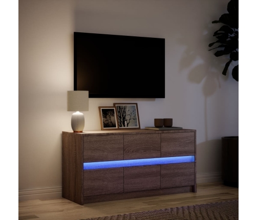 Mueble de TV LED madera ingeniería marrón roble 100x34x50 cm