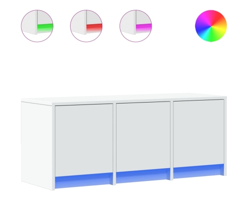 Mueble de TV con LED madera de ingeniería blanco 97x34x40 cm