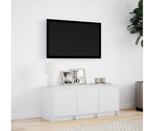 Mueble de TV con LED madera de ingeniería blanco 97x34x40 cm