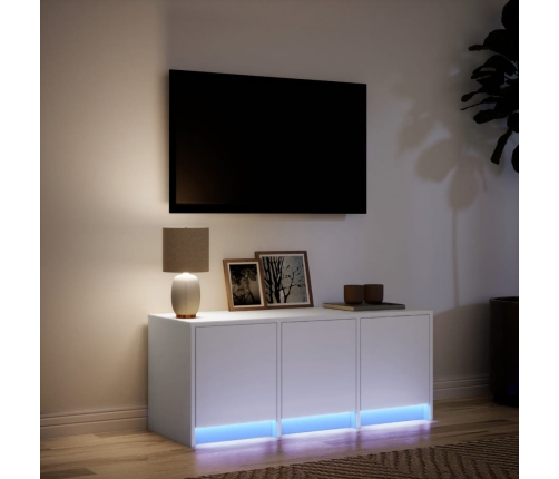 Mueble de TV con LED madera de ingeniería blanco 97x34x40 cm