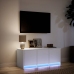 Mueble de TV con LED madera de ingeniería blanco 97x34x40 cm