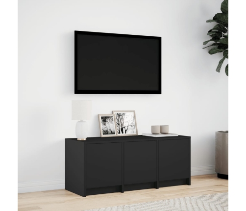 Mueble de TV con LED madera de ingeniería negro 97x34x40 cm