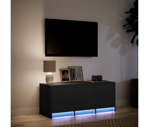 Mueble de TV con LED madera de ingeniería negro 97x34x40 cm