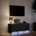 Mueble de TV con LED madera de ingeniería negro 97x34x40 cm