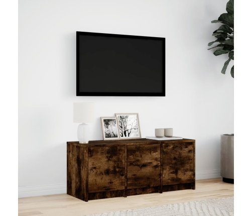 Mueble de TV LED madera ingeniería roble ahumado 97x34x40 cm