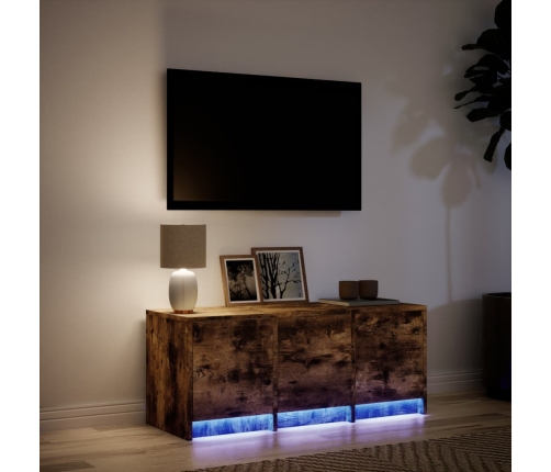 Mueble de TV LED madera ingeniería roble ahumado 97x34x40 cm