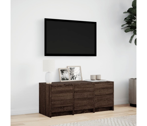 Mueble de TV LED madera ingeniería marrón roble 97x34x40 cm