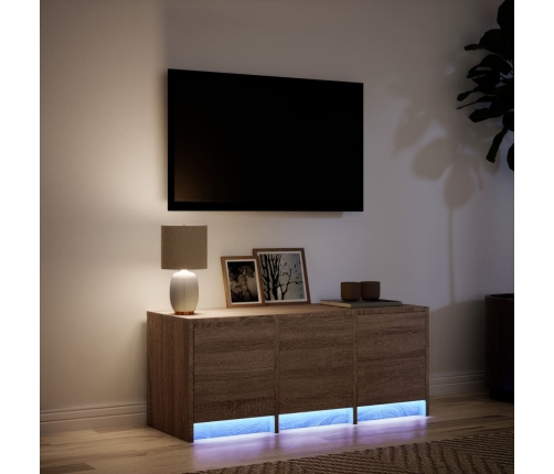 Mueble de TV LED madera ingeniería marrón roble 97x34x40 cm