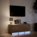 Mueble de TV LED madera ingeniería marrón roble 97x34x40 cm