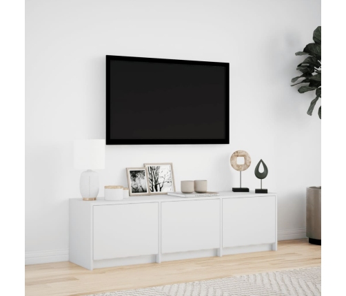 Mueble de TV con LED madera de ingeniería blanco 140x34x40 cm