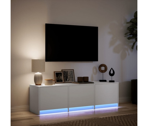 Mueble de TV con LED madera de ingeniería blanco 140x34x40 cm