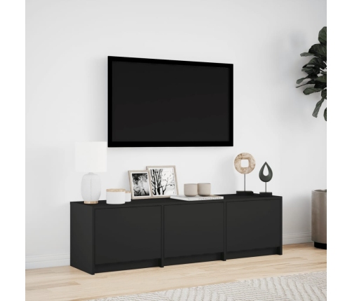 Mueble de TV con LED madera de ingeniería negro 140x34x40 cm