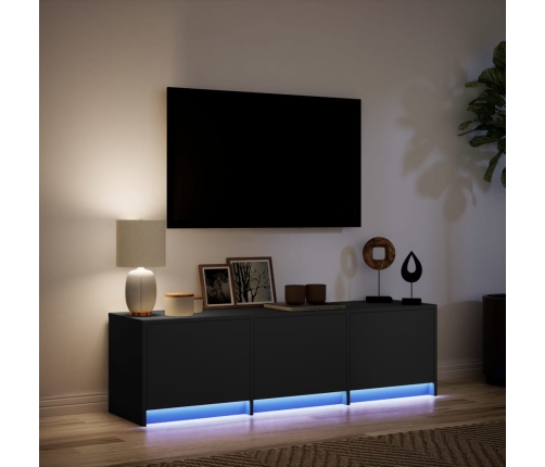 Mueble de TV con LED madera de ingeniería negro 140x34x40 cm