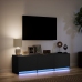 Mueble de TV con LED madera de ingeniería negro 140x34x40 cm