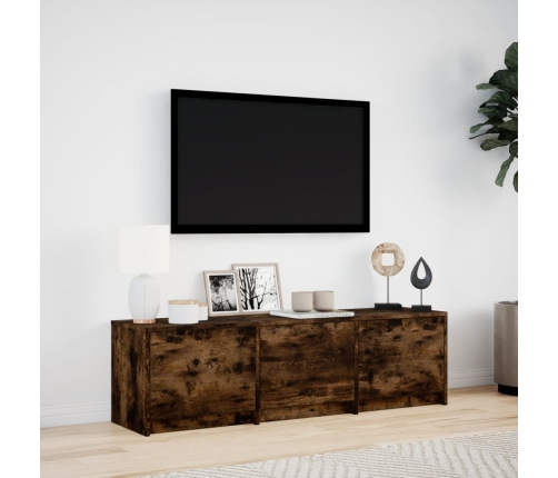 Mueble de TV LED madera ingeniería roble ahumado 140x34x40 cm