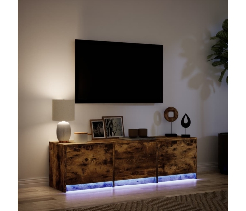 Mueble de TV LED madera ingeniería roble ahumado 140x34x40 cm