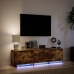 Mueble de TV LED madera ingeniería roble ahumado 140x34x40 cm