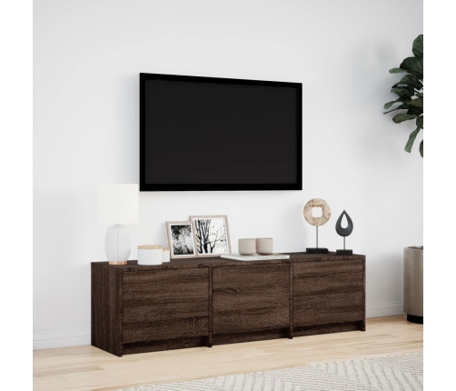 Mueble de TV LED madera ingeniería marrón roble 140x34x40 cm