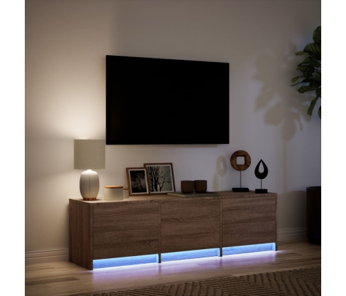 Mueble de TV LED madera ingeniería marrón roble 140x34x40 cm