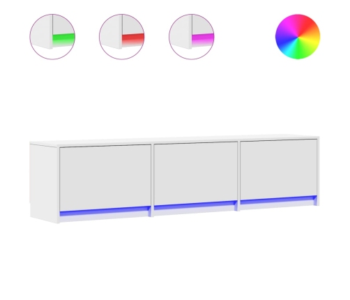 Mueble de TV con LED madera de ingeniería blanco 165x34x40 cm