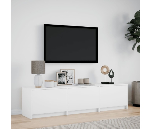 Mueble de TV con LED madera de ingeniería blanco 165x34x40 cm